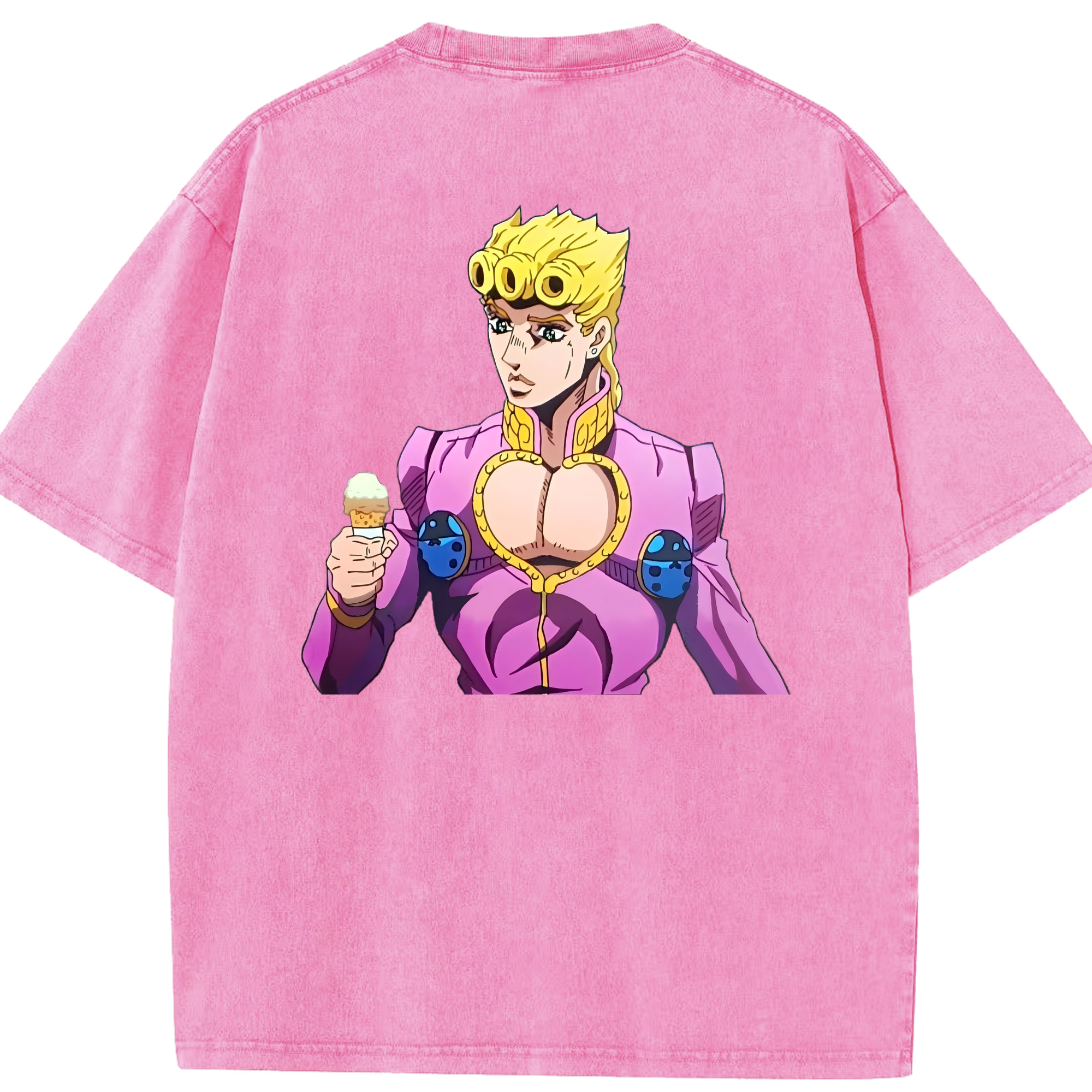 （画像用） ジョジョの奇妙な冒険 ジョルノ?ジョバァーナ JoJo's Bizarre Adventure Giorno Giovanna 綿100% ヴィンテージ風 半袖Tシャツ（背面プリント）